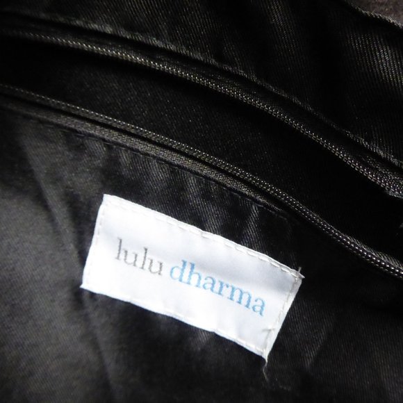 LULU dharma gray blue green stripes velvet tote bag 18" NEW - Picture 3 of 5